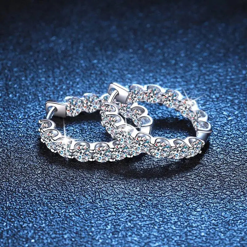 2.6Ct D Color Moissanite 925 Sterling Sliver Plated White Gold Hoop Earring For Women Wedding Party Jewelry