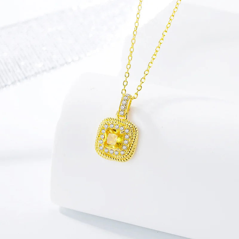 Diamond-set sugar cube pendant for women simple small sugar cube ring stud earrings jewelry Giving a gift to friend