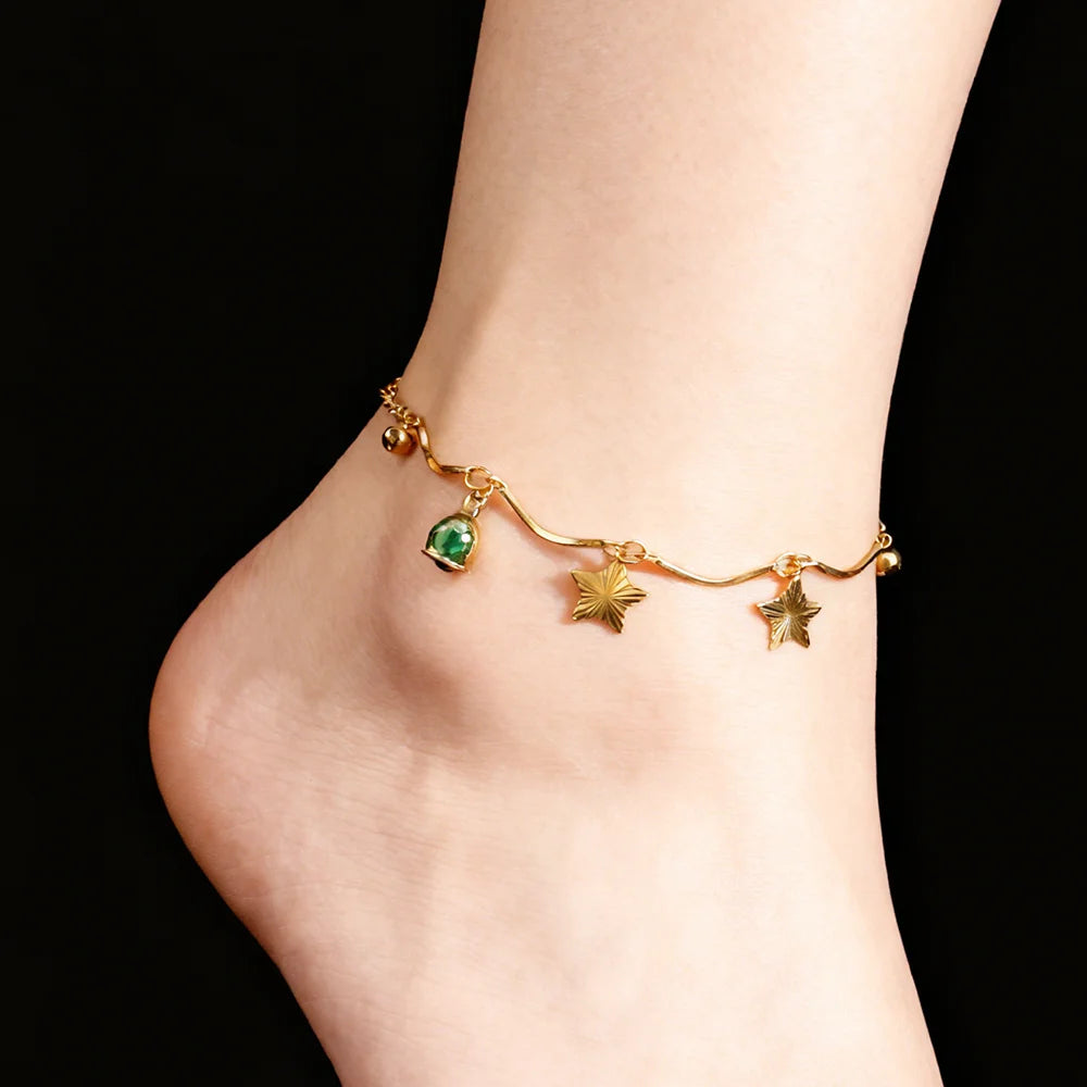 Female Five-pointed Star Anklets Bracelet Bohemian Style Ankle Chain Elegant Foot Jewelry for Women Leg Chain Accessorie