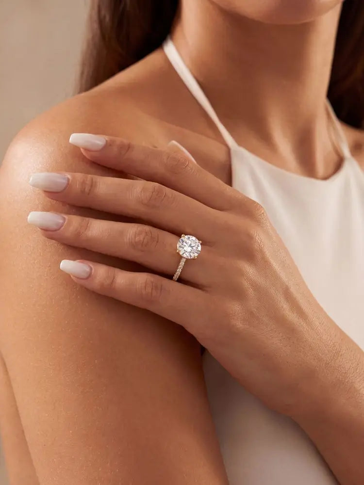 DWJ 2 Carat Gorgeous Round Moissanite Diamond Rings For Women Real 925 Sterling Silver Engagement Wedding Luxury Fine Jewelry