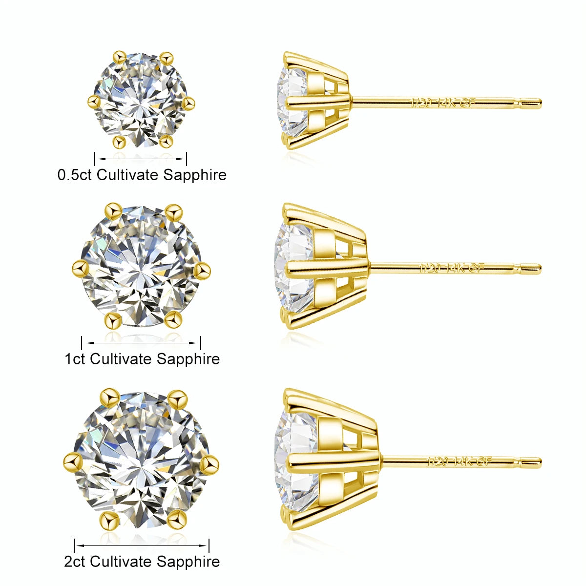 SDOOU 14k Gold Filled Moissanite Stud Earrings 0.5/1/2/3ct Round cut For Women Engagement Birthday Party Wedding Jewelry Gifts