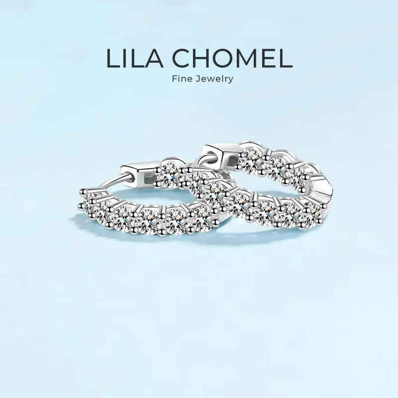 Women Wedding 18K White Gold Hoop Earrings Valentine's Day 1.8CT Moissanite Diamond Girl Friend PT950 Platinum Birthday Gift