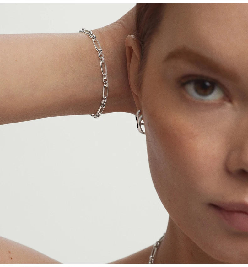 Light Luxury Minimalist 925 Sterling Silver Trendy KUC Fine Jewelry Chains Design Bracelet for Girls Women