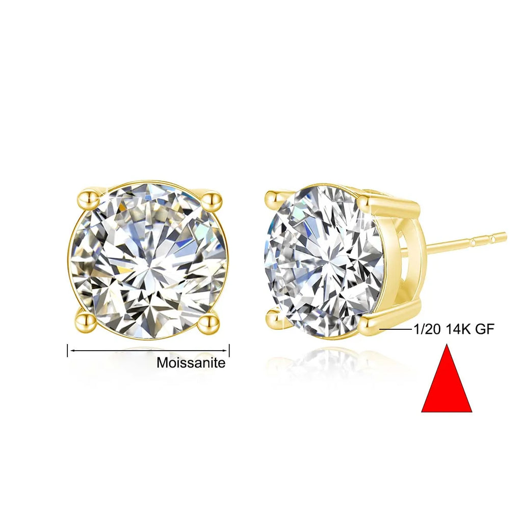 SDOOU 14k Gold Filled Moissanite Stud Earrings 0.5/1/2/3ct Round cut For Women Engagement Birthday Party Wedding Jewelry Gifts