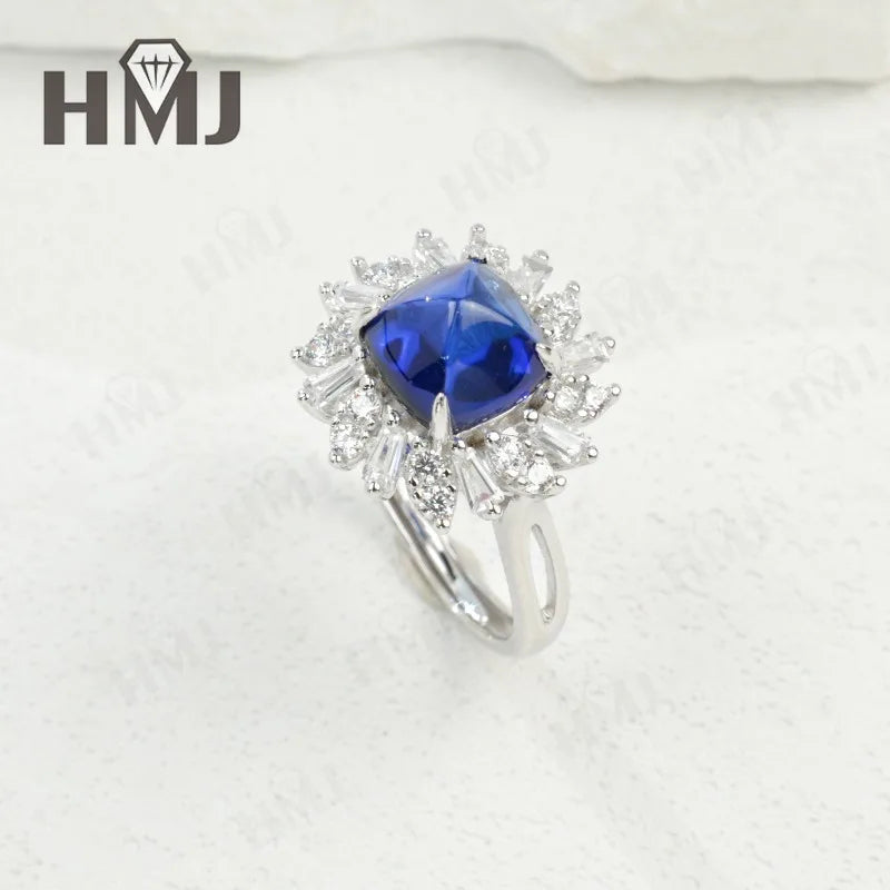 Finger Ring with 4CT Sugar Tower Lab Grown Sapphire Padparadscha 925 Silver for Women Man Engagement Banquet Accasion Christmas