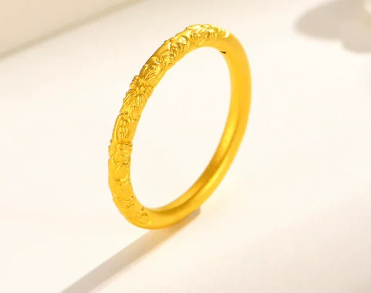 24k pure gold finger rings 3d hard gold jewelry 999 real gold wedding rings for women