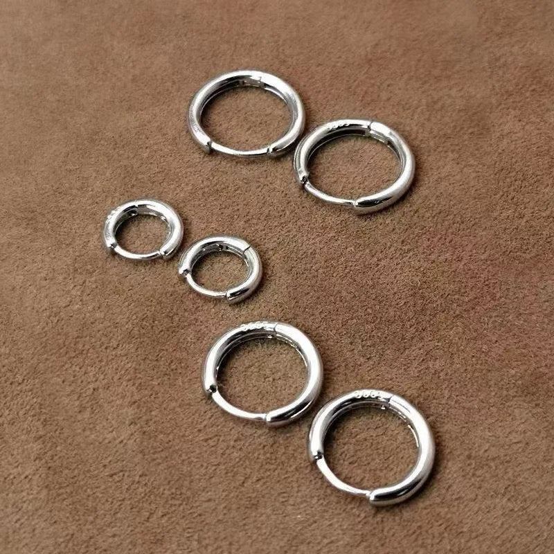 Exquisite 925 Sterling Silver Small Earrings, Plain Silver, Comfortable Earrings, Smooth Earrings, Suitable for Girls, Women