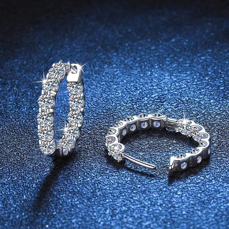 2.6Ct D Color Moissanite 925 Sterling Sliver Plated White Gold Hoop Earring For Women Wedding Party Jewelry