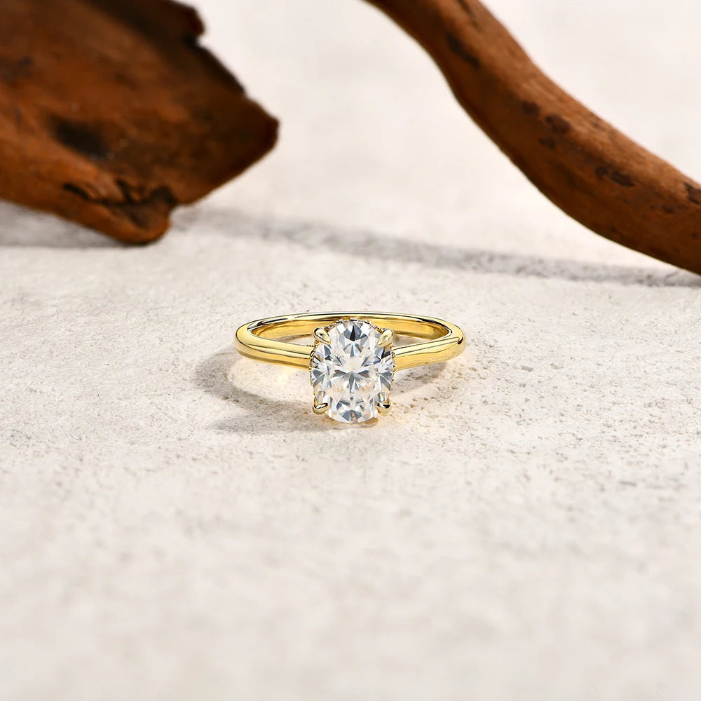 CHARMING Luxury 2.0CT Moissanite Rings Lab Diamond 10*7mm Engagement Wedding Rings 925 Sterling Silver Women Finger Band Jewely