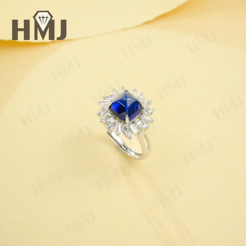 Finger Ring with 4CT Sugar Tower Lab Grown Sapphire Padparadscha 925 Silver for Women Man Engagement Banquet Accasion Christmas