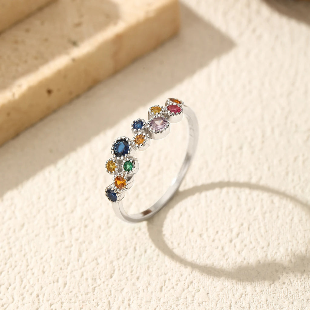 MODIAN 925 Sterling Silver Multi-Color Zirconia Ring Dazzling Sparkling Finger Rings  For Women Luxury Fine Jewelry Party Gift