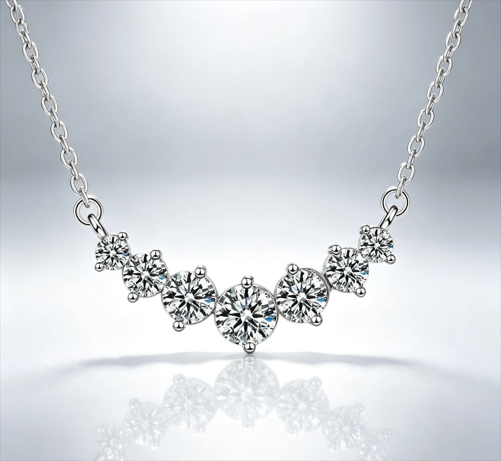 PT950 Morganite Seven-Star Necklace - Straight Drop Pendant Jewelry for Women - Simple and Elegant - High-End Necklace