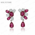 Solid 925 Sterling Silver Earrings Moissanite Ruby Earrings With Certificate Fashion Luxury Earrings For Christmas Jewelry Gifts