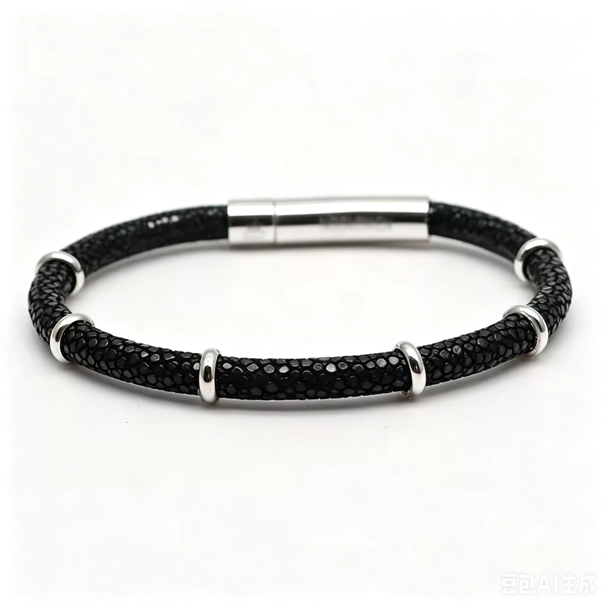 Genuine Stingray Leather Ring Beads Bracelet Double Bone Stinghd Style Gift for Birthday Gift Man Women Couple Bracelets Jewelry