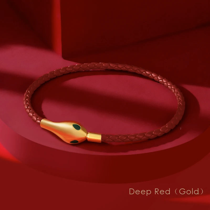 Classic Design Luxury Snakehead Bangles for Women Fashion Jewelry Genuine Braided Leather Bracelets Party Gifts Wholesale