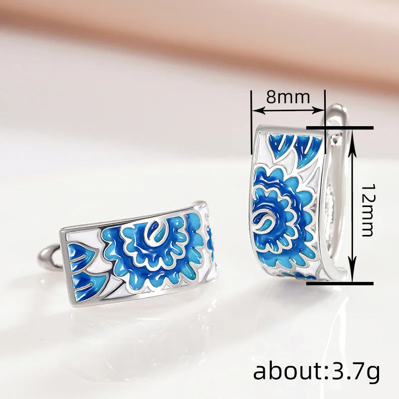 European and American Design High-end Luxury Enamel Earrings+rings, Wedding Parties, Bride's Wedding Accessories