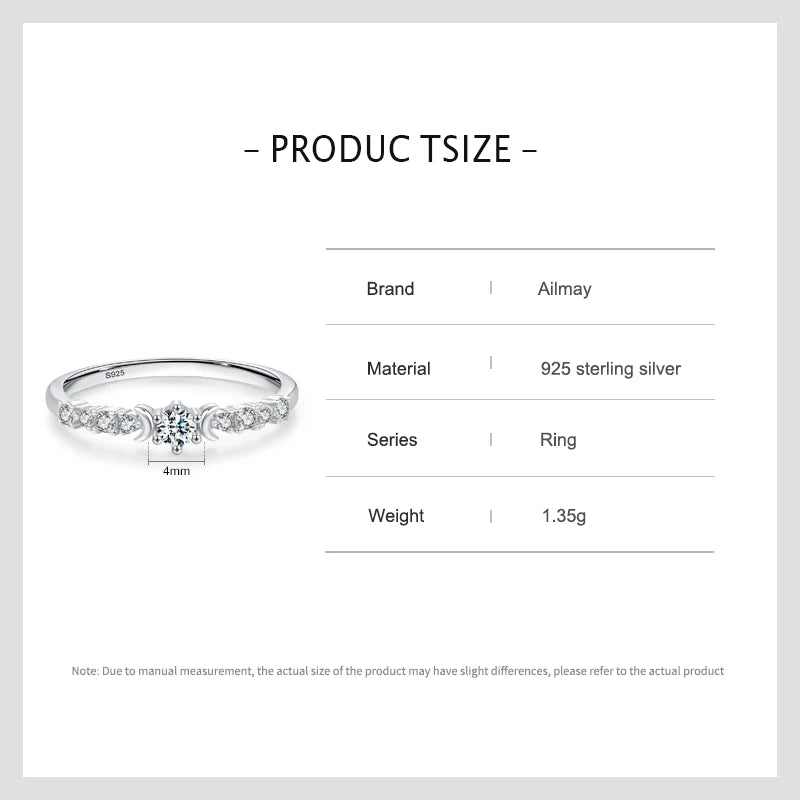 Ailmay Real 925 Sterling Silver Shining Elegant Crown Zirconia Wedding Finger Rings For Women Engagement Statement Jewelry Gift