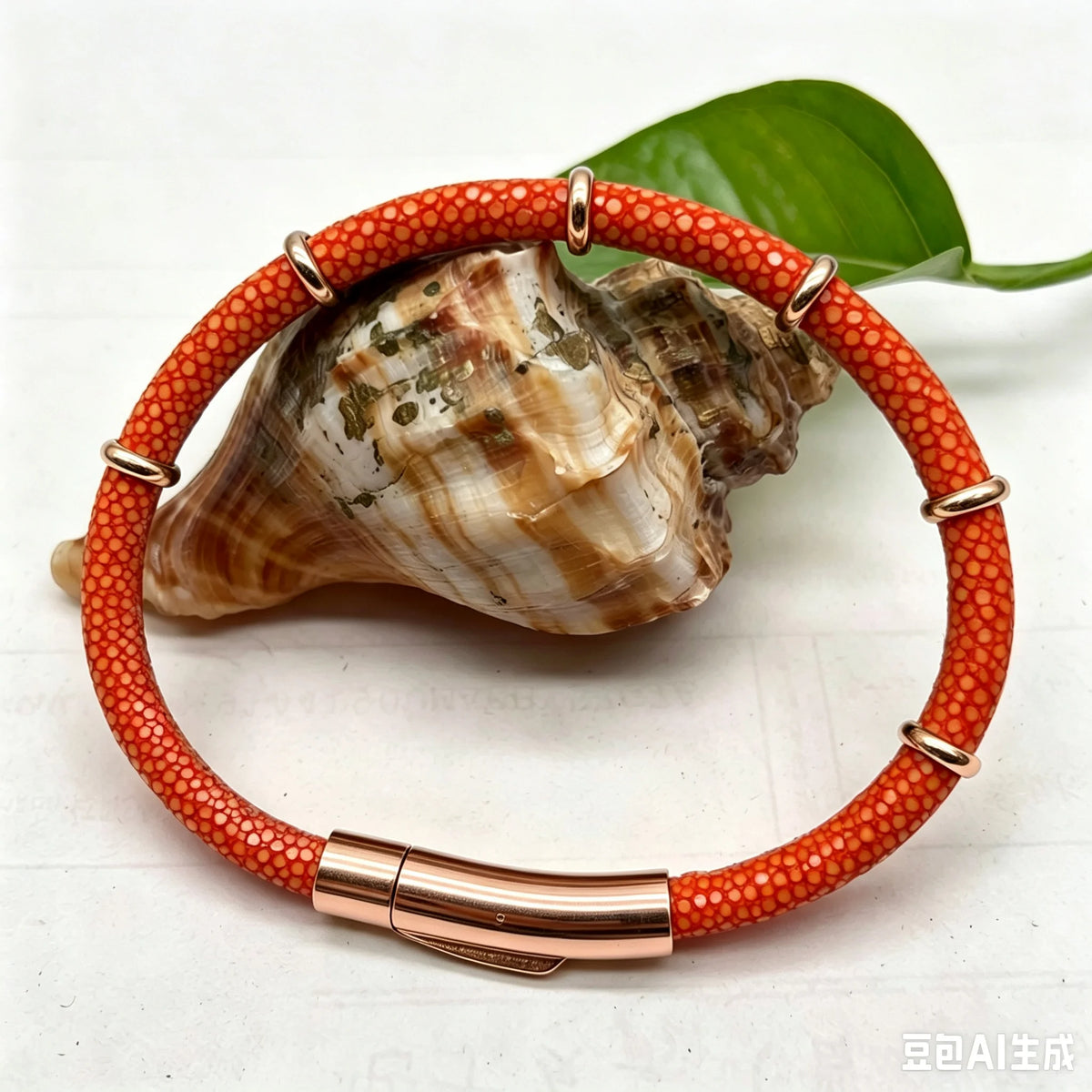 Genuine Stingray Leather Ring Beads Bracelet Double Bone Stinghd Style Gift for Birthday Gift Man Women Couple Bracelets Jewelry