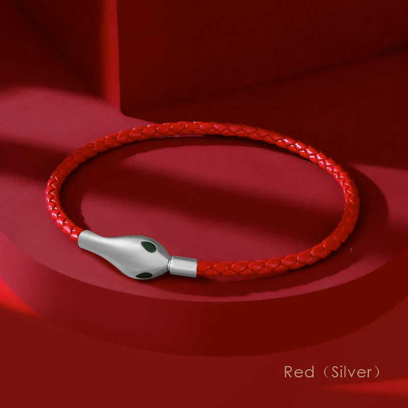 Classic Design Luxury Snakehead Bangles for Women Fashion Jewelry Genuine Braided Leather Bracelets Party Gifts Wholesale