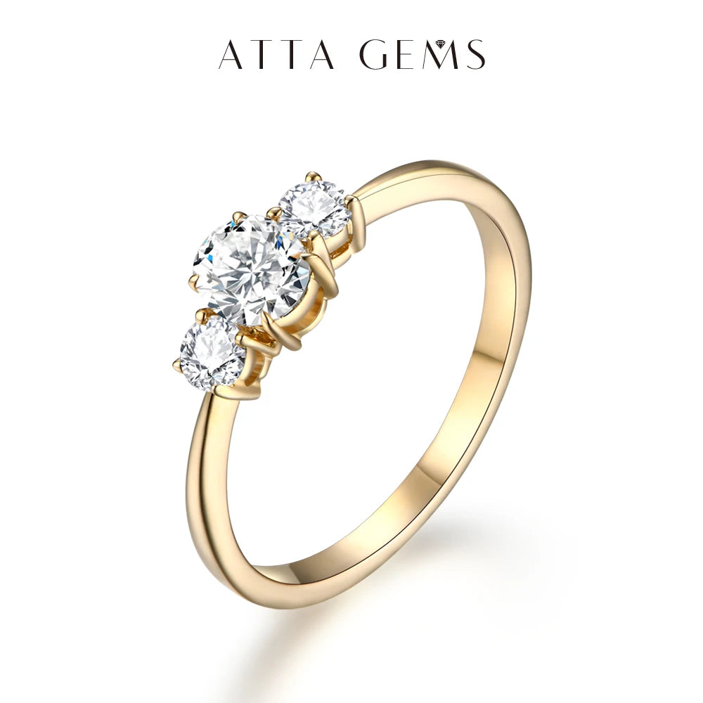 ATTAGEMS Three D Color VVS1 Moissanite Diamonds Rings For Women Real 10K 14K 18K White Gold Engagement Wedding Bride Jewelry New