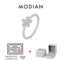 MODIAN D Color Moissanite Finger Rings 925 Sterling Sliver Delicate Flower Beaded Lab Diamond Rings For Women Fine Jewelry