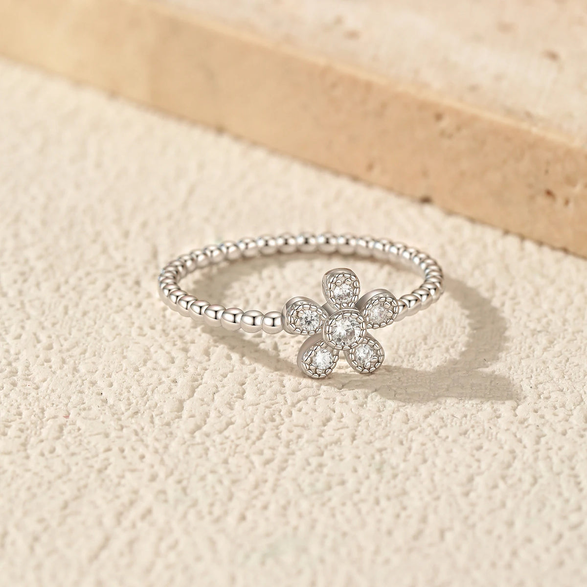 MODIAN D Color Moissanite Finger Rings 925 Sterling Sliver Delicate Flower Beaded Lab Diamond Rings For Women Fine Jewelry