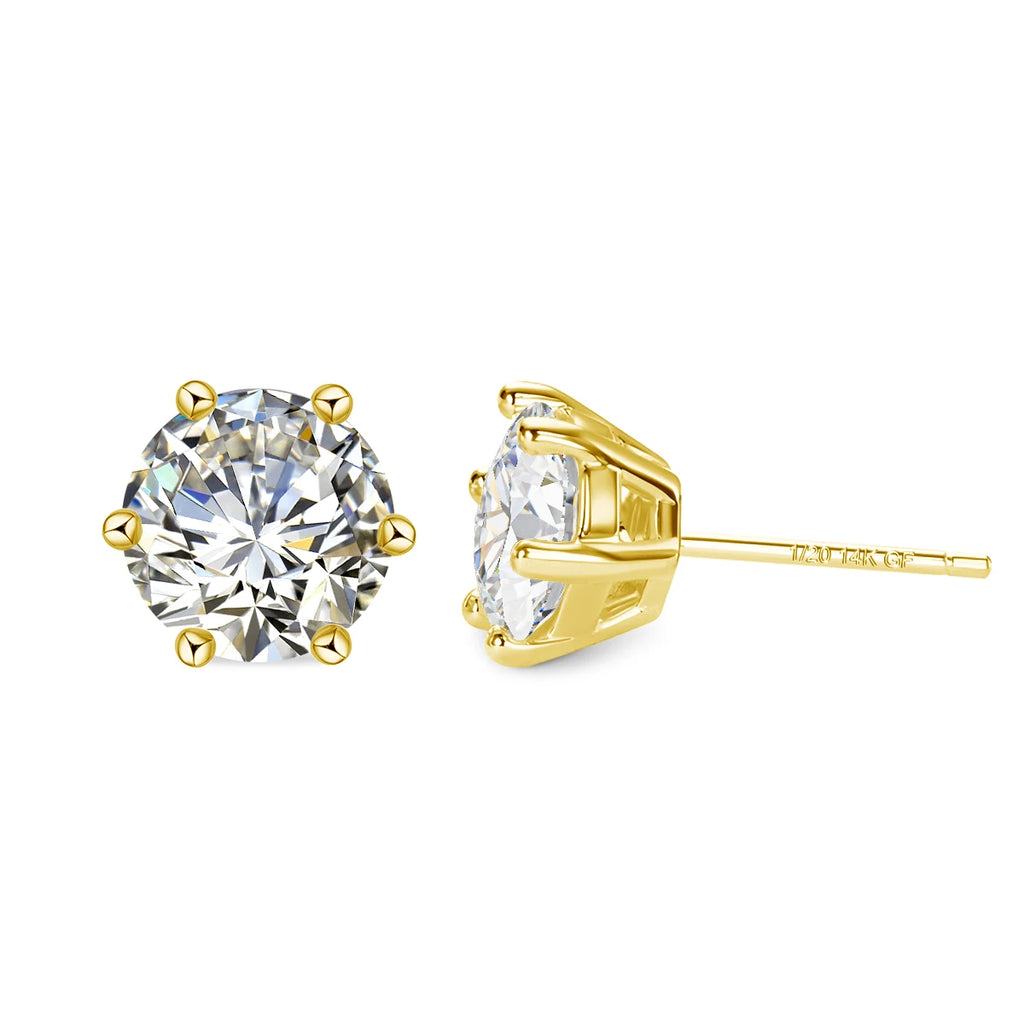 SDOOU 14k Gold Filled Moissanite Stud Earrings 0.5/1/2/3ct Round cut For Women Engagement Birthday Party Wedding Jewelry Gifts