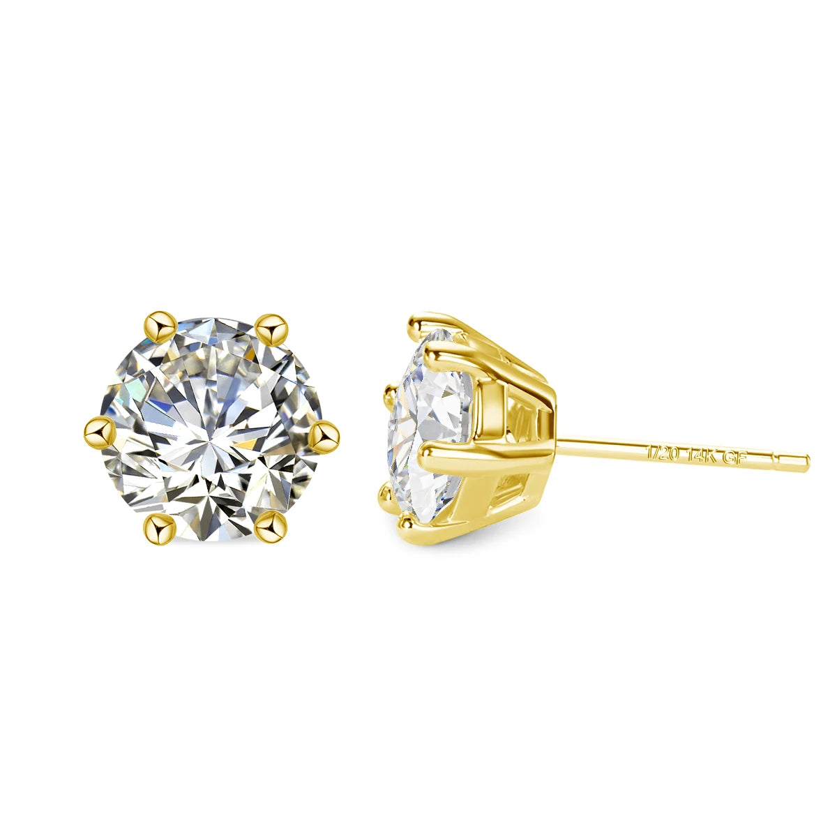 SDOOU 14k Gold Filled Moissanite Stud Earrings 0.5/1/2/3ct Round cut For Women Engagement Birthday Party Wedding Jewelry Gifts