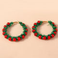 Fashion Handmade Merry Christmas Wreath Circle Hoop Earrings for Women Girls New Year Festival Jewelry Gifts