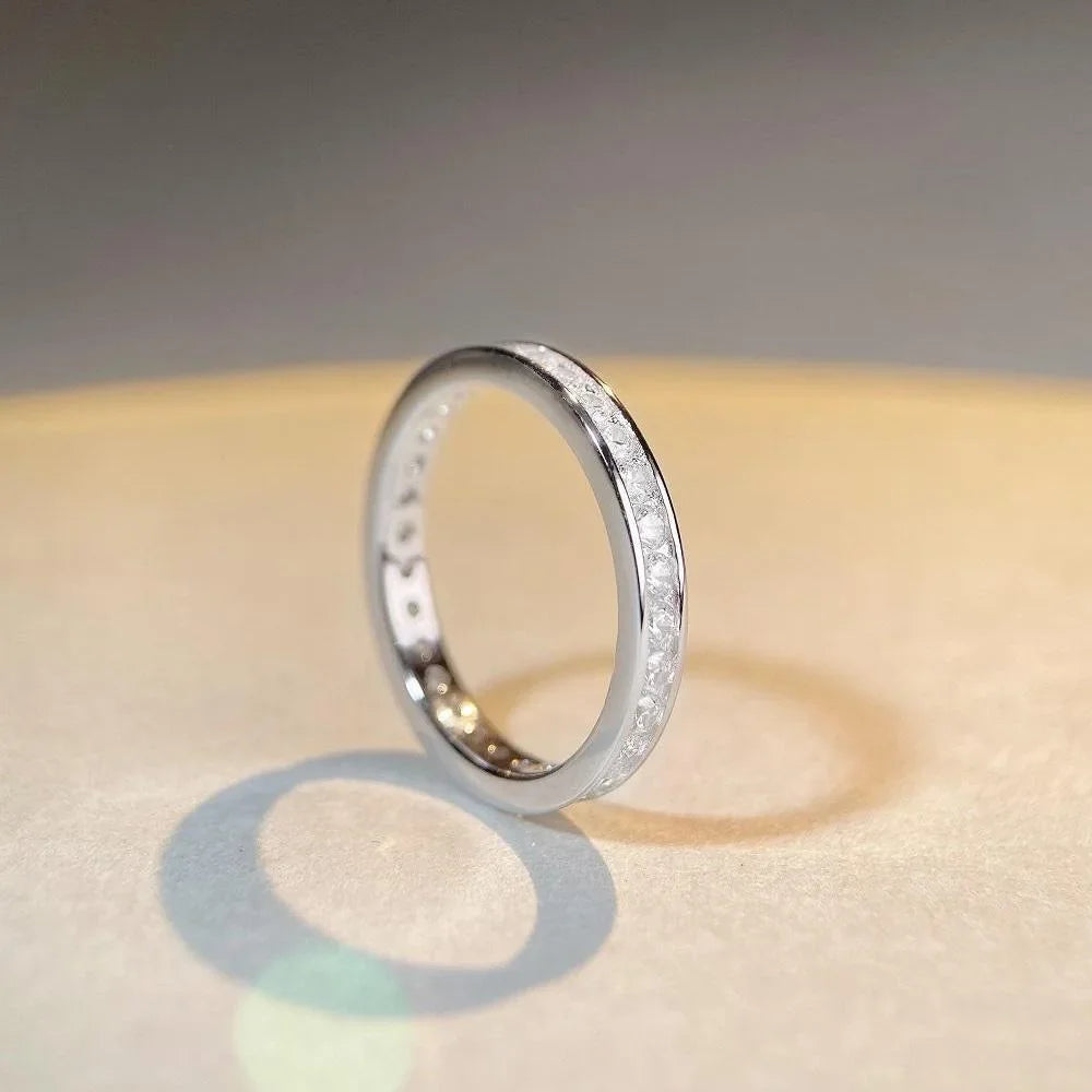 18K white gold versatile and layered tail ring gift for your girlfriend, daily moissanite diamond white gold Pt950 high jewelry