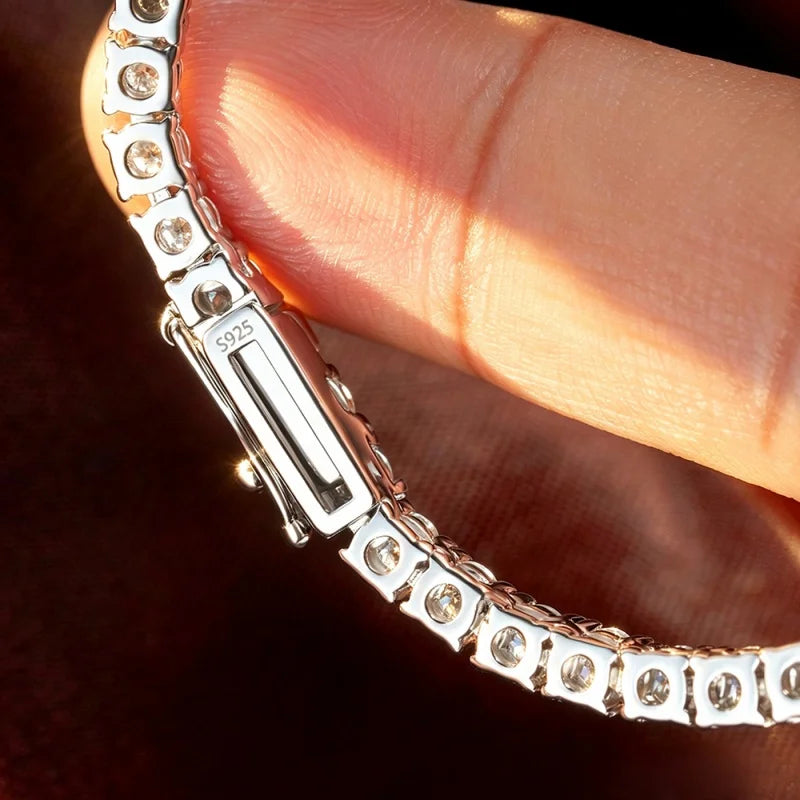 Full Moissanite Tennis Necklace Woman 925 Sterling Sliver Neck Chain Choker Necklace Sparkling Wedding Bridal Fine Jewelry Gifts