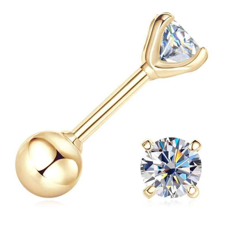 10k Solid Gold 0.6cttw D Color Moissanite Stud Earrings Screwback Real Au417 Yellow Gold Mosan Diamond Earrings Fine Jewelry