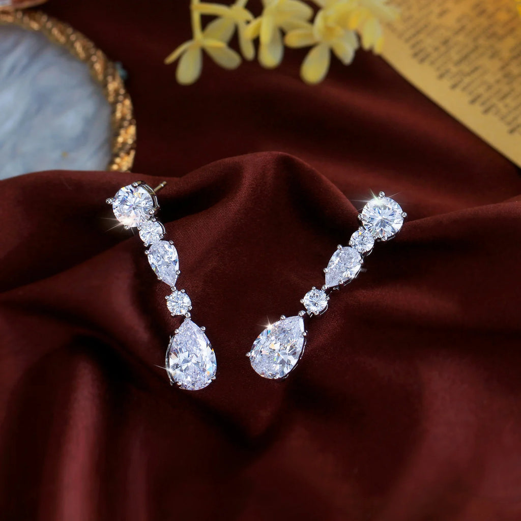 Pera Classic Shiny High Quality Cubic Zirconia Long Water Drop Dangle Earrings for Women Bridal Party Wedding Jewelry DE041