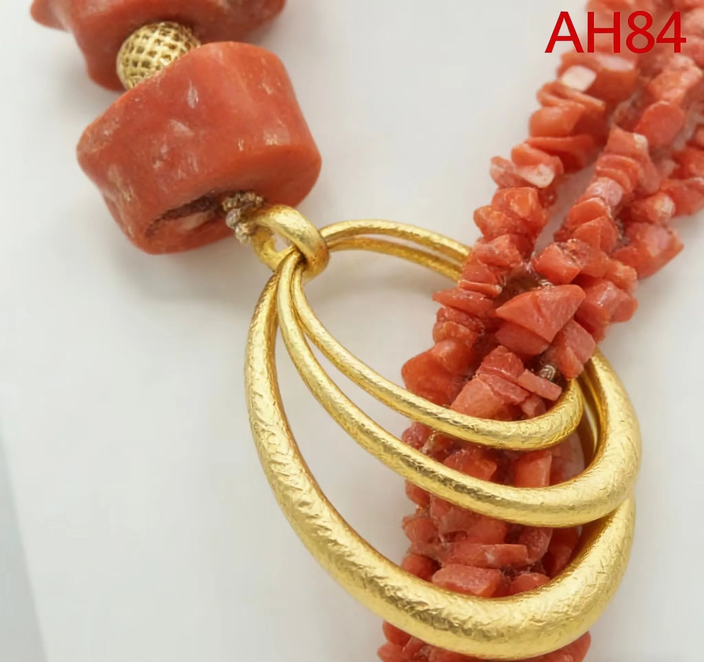 Handmade Coral Beads Jewelry Set African Ethnic Wedding Bridal Gift