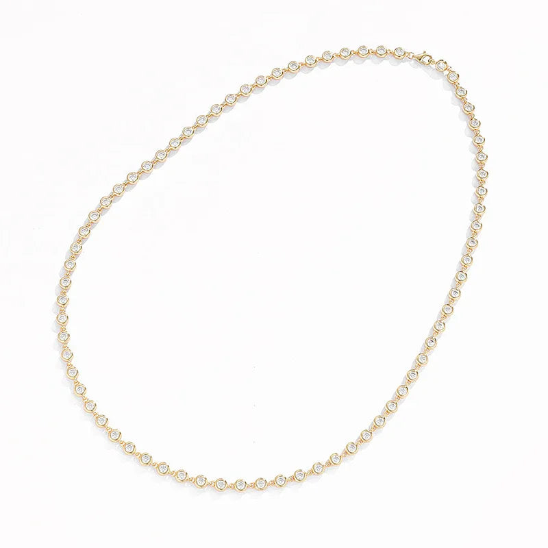 3mm Real Moissanite Bubble Chain Necklace 925 Sterling Silver Iced Diamond Tennis Necklaces Women Hiphop Jewelry Pass Tester