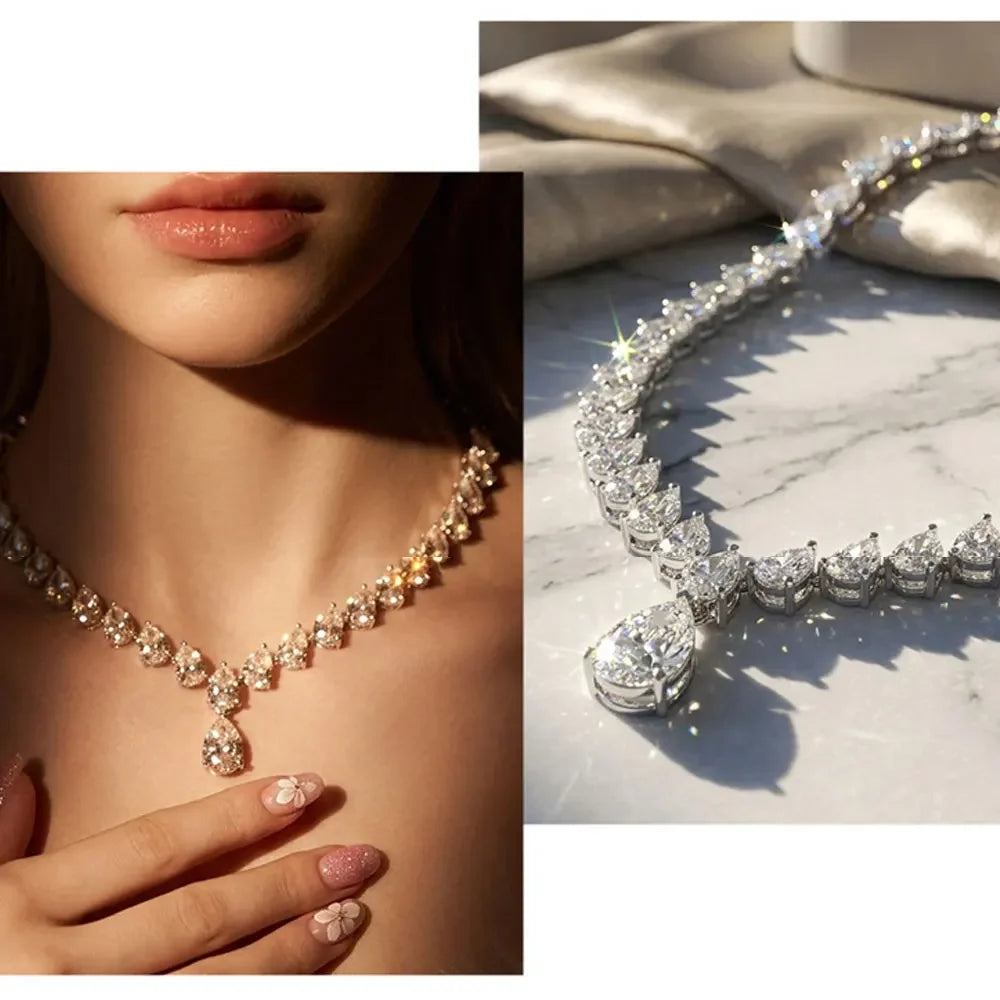 NASIAPear Moissanite Tennis Necklaces for Women Lab Diamond S925 Sterling Silver Plated 18k Wedding Moissanite Necklace 2026