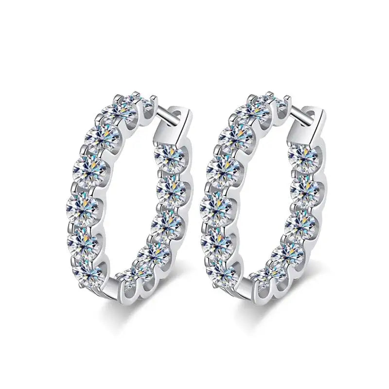 2.6Ct D Color Moissanite 925 Sterling Sliver Plated White Gold Hoop Earring For Women Wedding Party Jewelry