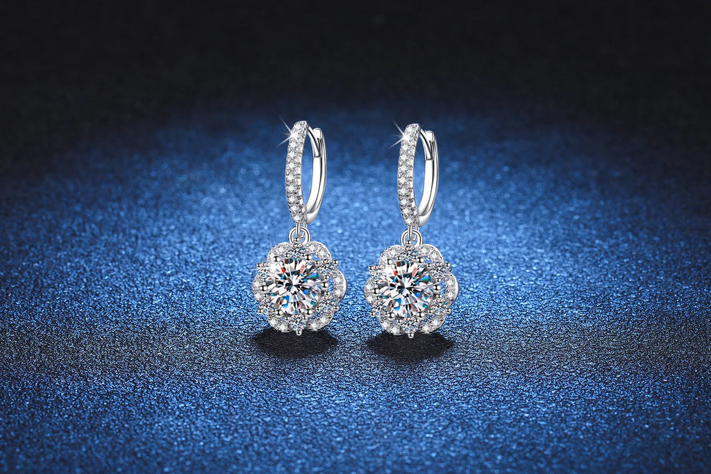 18K gold set with diamonds PT950 platinum earrings rose luxury women's earrings 1 carat D color moissanite earrings