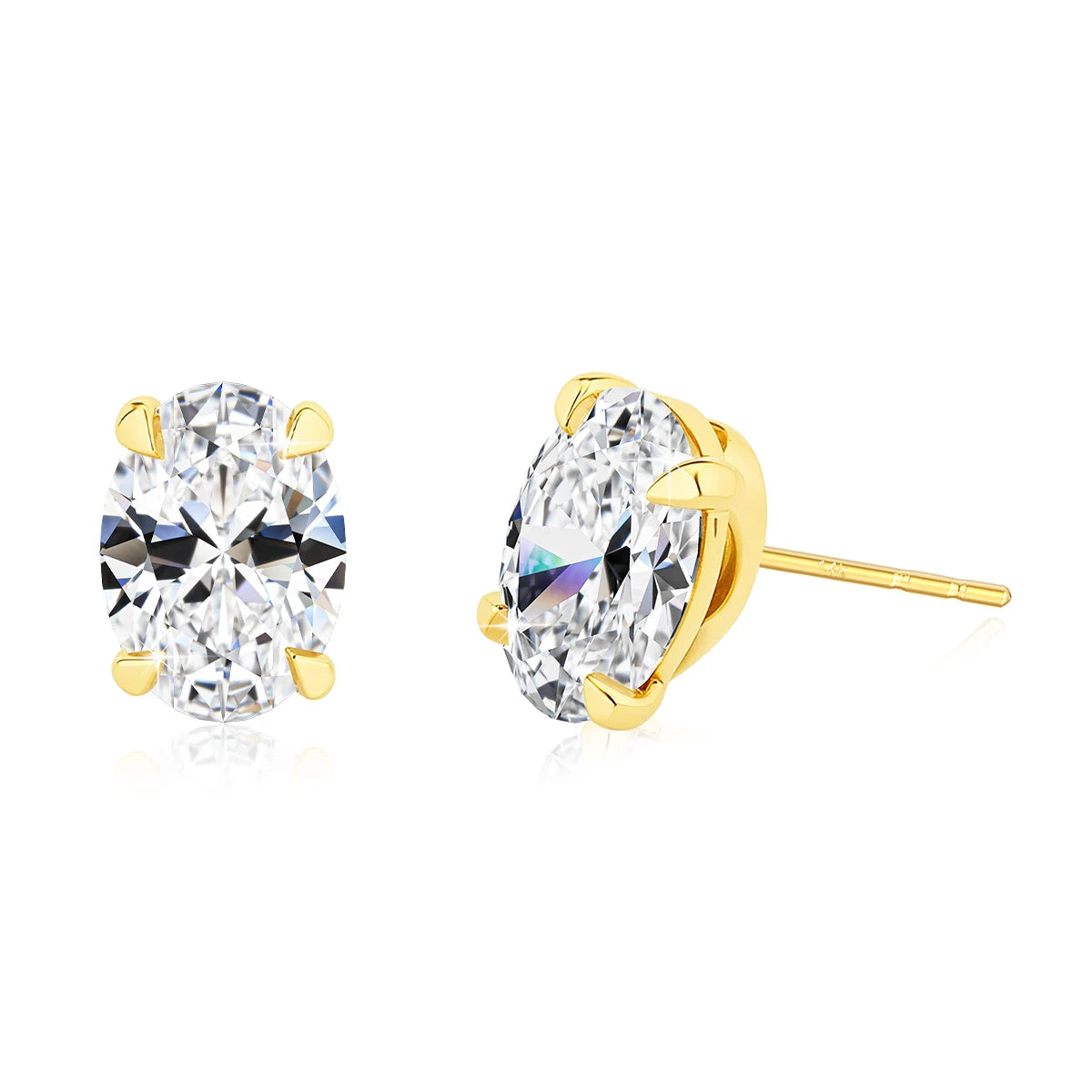 Classic 14K Gold Egg Shaped Moissanite Stud Earrings Oval Natural Zircon Trendy Engagement Ear Stud for Women Wedding Jewelry