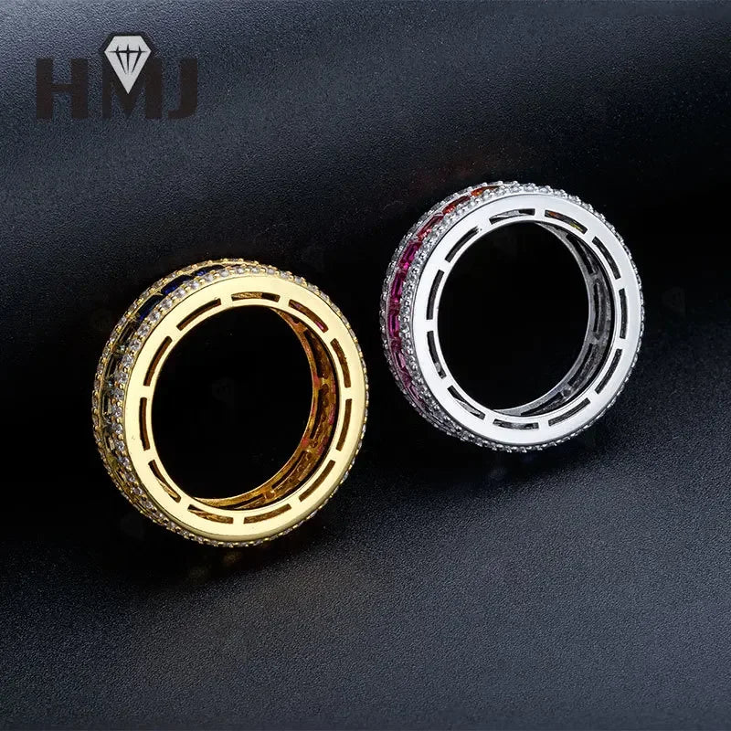 925 Sterling Silver Ring Lab Sapphire Princess Cut Rainbow Gemstones for Women Luxury Elegant Anniversary Birthday Gift Charms