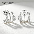 VOBIPY Triple Huggie Illusion Hoop Earrings 18K Gold Plated Stainless One Hole Claw Ear Cuff Earring For Women Jewelry Gift