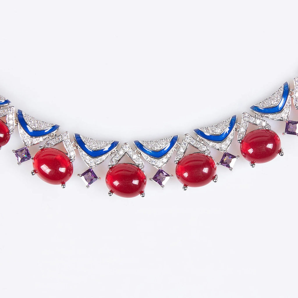 Elegant Jewelry Set Women Zircon Necklace Earrings Statement Bridal Wedding Banquet Luxury Evening Party Accessories Gift
