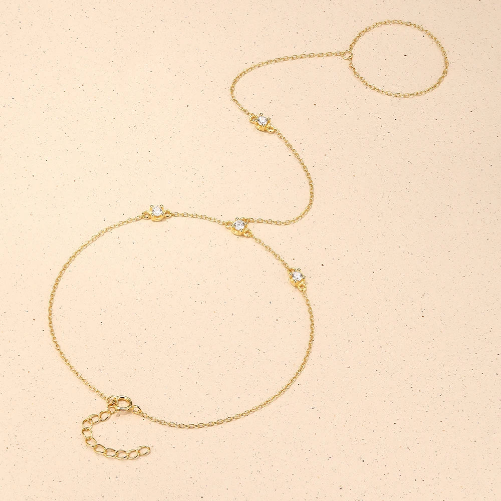 AIDE Female Anklets 925 Sterling Silver New Arrival Simple Design Summer Beach Fashion Long Chains Circle Ring Foot Anklet Jewel