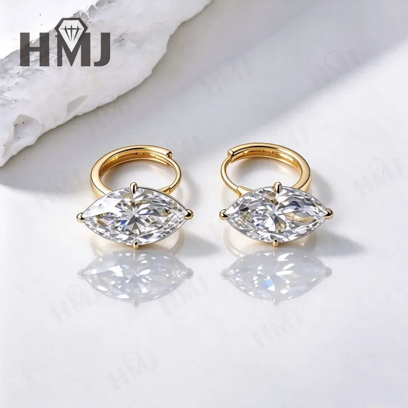 18K Gold Hoop Diamond Earrings Marquise Cut 1.5ct DEF VS Unique Wedding Bridal Jewelry Birthday Anniversary Party Gifts Charms
