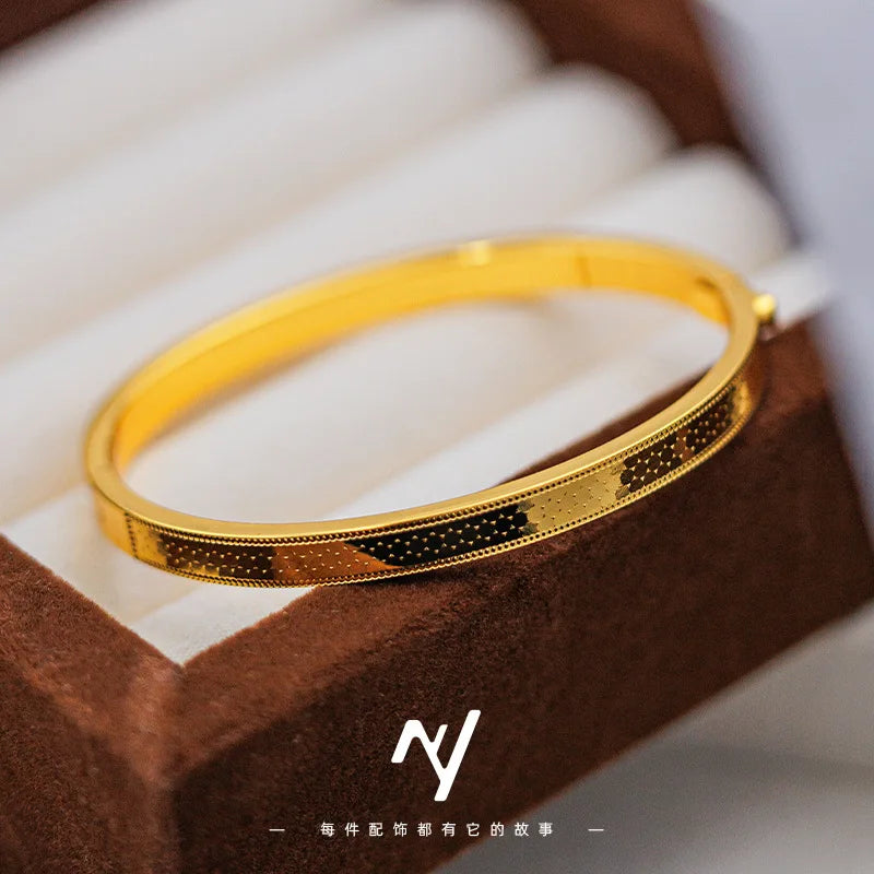 Zylax Jewelry Luxury 24K 9999 Pure Gold real gold Women's egg-shaped dragon scale buckle bracelet light luxury design sensitive