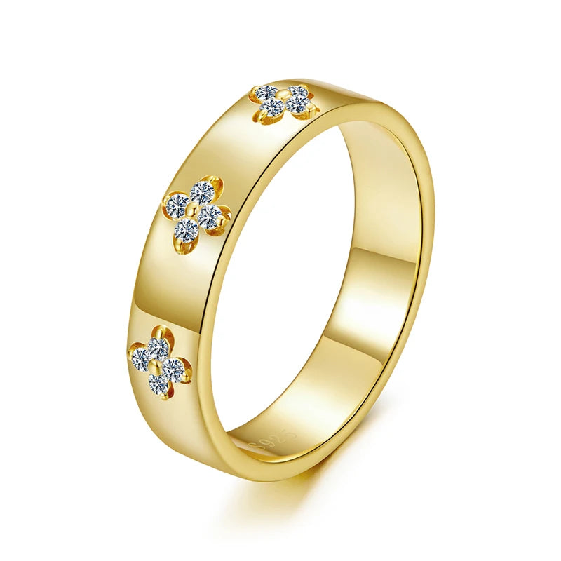 Bamoer U Moissanite Ring 925 Sterling Silver Unique Four-leaf Clover Moissanite Design Certified Rings Women Fine Jewelry