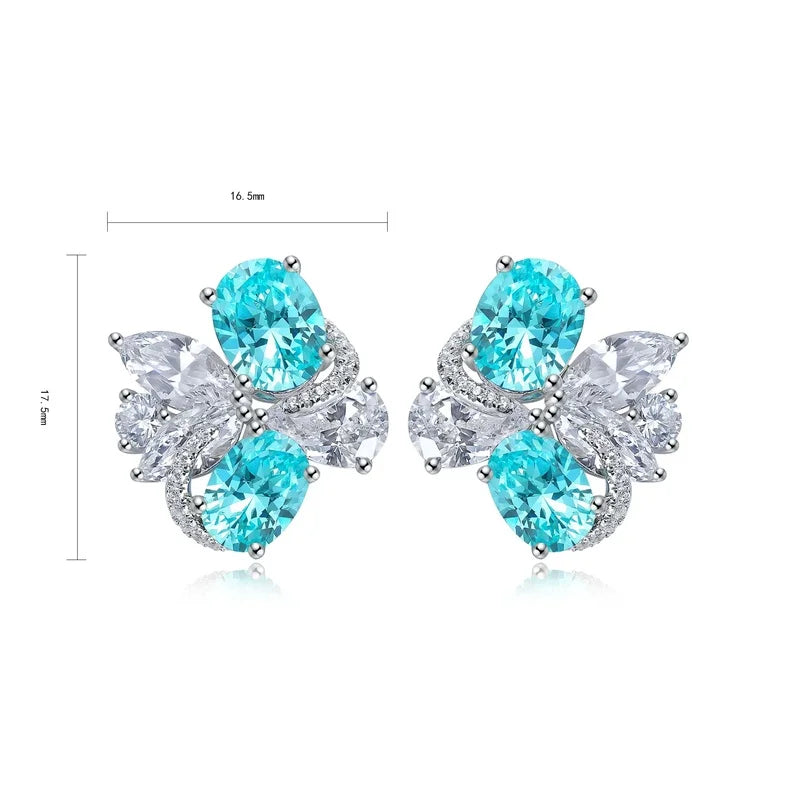 Lab Grown Paraiba Tourmaline Earrings in S925 Sterling Silver Dainty Studs for Women Lightweight Comfortable Daily Wear Jewelry