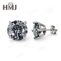 925 Sterling Silver Earrings Unique Salt and Pepper Diamond Gray Round Cut Anniversary Mother's Day Gift Fine Jewelry for Her