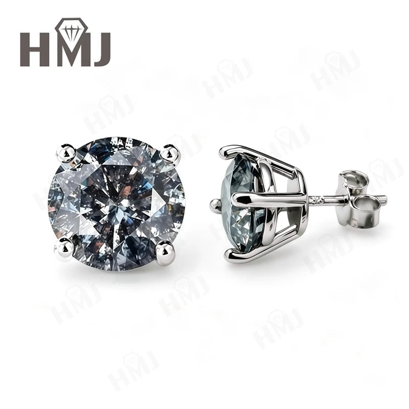 925 Sterling Silver Earrings Unique Salt and Pepper Diamond Gray Round Cut Anniversary Mother's Day Gift Fine Jewelry for Her