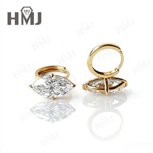 18K Gold Hoop Diamond Earrings Marquise Cut 1.5ct DEF VS Unique Wedding Bridal Jewelry Birthday Anniversary Party Gifts Charms